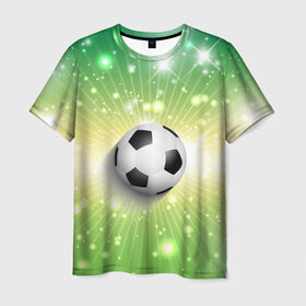 Мужская футболка 3D с принтом Футбольный мяч 3 в Екатеринбурге, 100% полиэфир | прямой крой, круглый вырез горловины, длина до линии бедер | Тематика изображения на принте: игра | кубок | мяч | спорт | футбол