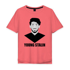 Мужская футболка хлопок Oversize с принтом Young Stalin в Екатеринбурге, 100% хлопок | свободный крой, круглый ворот, “спинка” длиннее передней части | молодой | патриот | россия | советский | ссср | сталин