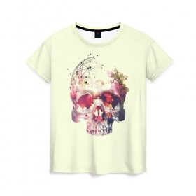 Женская футболка 3D с принтом Skull в Екатеринбурге, 100% полиэфир ( синтетическое хлопкоподобное полотно) | прямой крой, круглый вырез горловины, длина до линии бедер | 