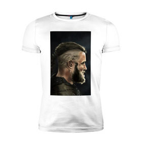 Мужская футболка премиум с принтом Ragnar Lodbrock в Екатеринбурге, 92% хлопок, 8% лайкра | приталенный силуэт, круглый вырез ворота, длина до линии бедра, короткий рукав | ragnar lodbrock | vikings | викинги | рагнар лодброк