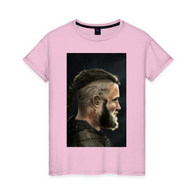 Женская футболка хлопок с принтом Ragnar Lodbrock в Екатеринбурге, 100% хлопок | прямой крой, круглый вырез горловины, длина до линии бедер, слегка спущенное плечо | ragnar lodbrock | vikings | викинги | рагнар лодброк