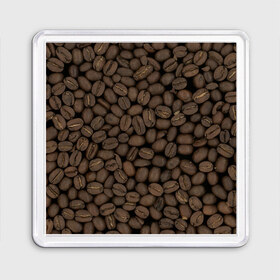 Магнит 55*55 с принтом Кофейные зёрна в Екатеринбурге, Пластик | Размер: 65*65 мм; Размер печати: 55*55 мм | Тематика изображения на принте: coffee | coffee grains | grains | кофе | кофейные зёрна