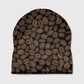 Шапка 3D с принтом Кофейные зёрна в Екатеринбурге, 100% полиэстер | универсальный размер, печать по всей поверхности изделия | Тематика изображения на принте: coffee | coffee grains | grains | кофе | кофейные зёрна