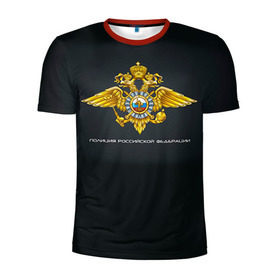Мужская футболка 3D спортивная с принтом Полиция Российской Федерации в Екатеринбурге, 100% полиэстер с улучшенными характеристиками | приталенный силуэт, круглая горловина, широкие плечи, сужается к линии бедра | милиция