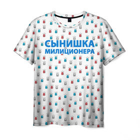 Мужская футболка 3D с принтом Полиция Российской Федерации в Екатеринбурге, 100% полиэфир | прямой крой, круглый вырез горловины, длина до линии бедер | Тематика изображения на принте: милиция