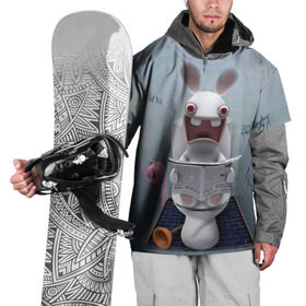 Накидка на куртку 3D с принтом Кролик с газетой в Екатеринбурге, 100% полиэстер |  | rabbids | вантуз | горшок | зайцы засранцы | заяц | туалет