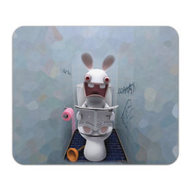 Коврик прямоугольный с принтом Кролик с газетой в Екатеринбурге, натуральный каучук | размер 230 х 185 мм; запечатка лицевой стороны | rabbids | вантуз | горшок | зайцы засранцы | заяц | туалет