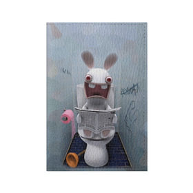 Обложка для паспорта матовая кожа с принтом Кролик с газетой в Екатеринбурге, натуральная матовая кожа | размер 19,3 х 13,7 см; прозрачные пластиковые крепления | rabbids | вантуз | горшок | зайцы засранцы | заяц | туалет
