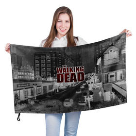 Флаг 3D с принтом The Walking Dead в Екатеринбурге, 100% полиэстер | плотность ткани — 95 г/м2, размер — 67 х 109 см. Принт наносится с одной стороны | 