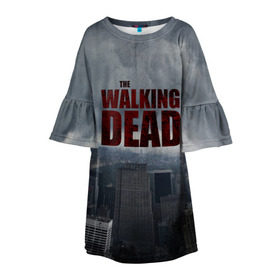 Детское платье 3D с принтом The Walking Dead в Екатеринбурге, 100% полиэстер | прямой силуэт, чуть расширенный к низу. Круглая горловина, на рукавах — воланы | the walking dead | америка | апокалипсис | глен | дерил | зомби | карл | кровь | рик | сша | ходячие мертвецы