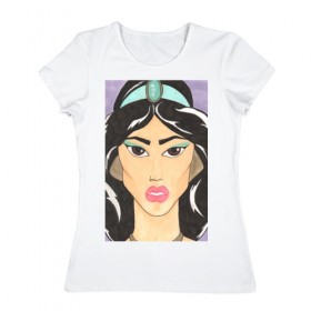 Женская футболка хлопок с принтом Принцесса Жасмин в Екатеринбурге, 100% хлопок | прямой крой, круглый вырез горловины, длина до линии бедер, слегка спущенное плечо | fashion | дизайнерские | для девушек | мультфильмы