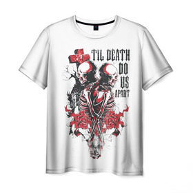 Мужская футболка 3D с принтом Охрана дьявола в Екатеринбурге, 100% полиэфир | прямой крой, круглый вырез горловины, длина до линии бедер | Тематика изображения на принте: ад | дьявол | мотоцикл | огонь | пламя | череп | черный