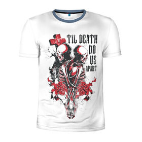 Мужская футболка 3D спортивная с принтом Охрана дьявола в Екатеринбурге, 100% полиэстер с улучшенными характеристиками | приталенный силуэт, круглая горловина, широкие плечи, сужается к линии бедра | ад | дьявол | мотоцикл | огонь | пламя | череп | черный