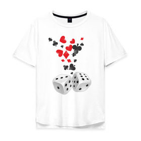 Мужская футболка хлопок Oversize с принтом Игральные кости в Екатеринбурге, 100% хлопок | свободный крой, круглый ворот, “спинка” длиннее передней части | бубны | казино | карты | кости | крести | пики | покер | туз | червы