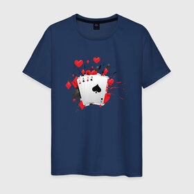 Мужская футболка хлопок с принтом Четыре туза в Екатеринбурге, 100% хлопок | прямой крой, круглый вырез горловины, длина до линии бедер, слегка спущенное плечо. | казино | карты | покер | туз
