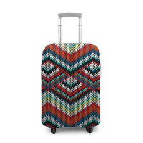 Чехол для чемодана 3D с принтом Узоры вышивки в Екатеринбурге, 86% полиэфир, 14% спандекс | двустороннее нанесение принта, прорези для ручек и колес | вязаный | зигзаг | ромбы | свитер
