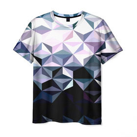 Мужская футболка 3D с принтом Lowpoly Pattern в Екатеринбурге, 100% полиэфир | прямой крой, круглый вырез горловины, длина до линии бедер | Тематика изображения на принте: polygon | абстракция | серый