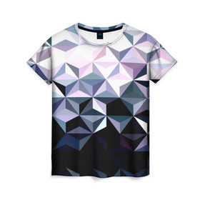 Женская футболка 3D с принтом Lowpoly Pattern в Екатеринбурге, 100% полиэфир ( синтетическое хлопкоподобное полотно) | прямой крой, круглый вырез горловины, длина до линии бедер | polygon | абстракция | серый