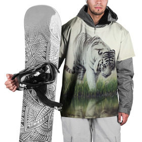 Накидка на куртку 3D с принтом Белый тигр в Екатеринбурге, 100% полиэстер |  | дикая кошка | природа | тигр | хищник