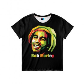 Детская футболка 3D с принтом Bob Marley в Екатеринбурге, 100% гипоаллергенный полиэфир | прямой крой, круглый вырез горловины, длина до линии бедер, чуть спущенное плечо, ткань немного тянется | боб марли | регги