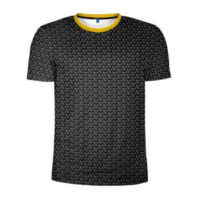 Мужская футболка 3D спортивная с принтом Black Iron в Екатеринбурге, 100% полиэстер с улучшенными характеристиками | приталенный силуэт, круглая горловина, широкие плечи, сужается к линии бедра | black | iron | luxury | premium | vip | железный | премиум | соты | черный | эксклюзив