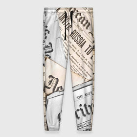 Женские брюки 3D с принтом Газеты в Екатеринбурге, полиэстер 100% | прямой крой, два кармана без застежек по бокам, с мягкой трикотажной резинкой на поясе и по низу штанин. В поясе для дополнительного комфорта — широкие завязки | газеты