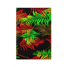 Обложка для паспорта матовая кожа с принтом Гавайи в Екатеринбурге, натуральная матовая кожа | размер 19,3 х 13,7 см; прозрачные пластиковые крепления | лето | листья