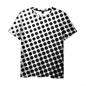 Мужская футболка 3D с принтом Белый в горошек в Екатеринбурге, 100% полиэфир | прямой крой, круглый вырез горловины, длина до линии бедер | горошек | текстура | черный