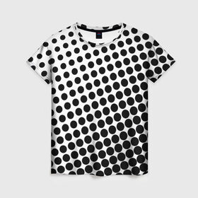 Женская футболка 3D с принтом Белый в горошек в Екатеринбурге, 100% полиэфир ( синтетическое хлопкоподобное полотно) | прямой крой, круглый вырез горловины, длина до линии бедер | горошек | текстура | черный