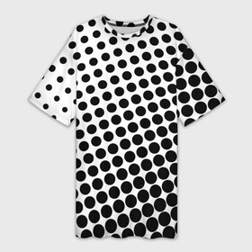 Платье-футболка 3D с принтом Белый в горошек в Екатеринбурге,  |  | горошек | текстура | черный