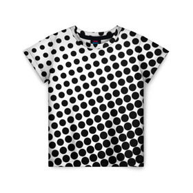 Детская футболка 3D с принтом Белый в горошек в Екатеринбурге, 100% гипоаллергенный полиэфир | прямой крой, круглый вырез горловины, длина до линии бедер, чуть спущенное плечо, ткань немного тянется | горошек | текстура | черный