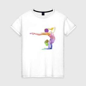Женская футболка хлопок с принтом Гимнастка геометрия в Екатеринбурге, 100% хлопок | прямой крой, круглый вырез горловины, длина до линии бедер, слегка спущенное плечо | 