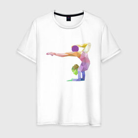 Мужская футболка хлопок с принтом Гимнастка геометрия в Екатеринбурге, 100% хлопок | прямой крой, круглый вырез горловины, длина до линии бедер, слегка спущенное плечо. | 