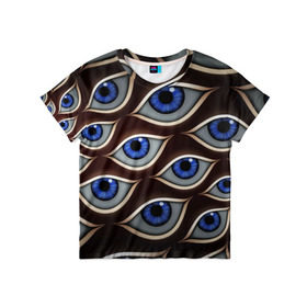Детская футболка 3D с принтом Глаза в Екатеринбурге, 100% гипоаллергенный полиэфир | прямой крой, круглый вырез горловины, длина до линии бедер, чуть спущенное плечо, ткань немного тянется | большой брат | глаз | зрачок | очи