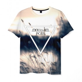 Мужская футболка 3D с принтом MINIMALISM POST#1 в Екатеринбурге, 100% полиэфир | прямой крой, круглый вырез горловины, длина до линии бедер | minimalism | арт | блики. | другое | лес | минимализм | обои | поле | популярные | природа | туман | черно белое