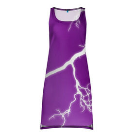 Платье-майка 3D с принтом cs:go - Lightning strike в Екатеринбурге, 100% полиэстер | полуприлегающий силуэт, широкие бретели, круглый вырез горловины, удлиненный подол сзади. | cs | csgo | lightning strike | го | кс | удар молнии
