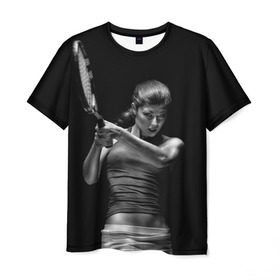 Мужская футболка 3D с принтом Всемирный теннис в Екатеринбурге, 100% полиэфир | прямой крой, круглый вырез горловины, длина до линии бедер | мяч | новинки | ракетка | спорт | теннис | удар