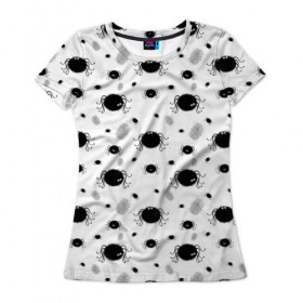 Женская футболка 3D с принтом Паучки в Екатеринбурге, 100% полиэфир ( синтетическое хлопкоподобное полотно) | прямой крой, круглый вырез горловины, длина до линии бедер | патерн | паук | паутина