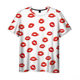 Мужская футболка 3D с принтом Поцелуйчики в Екатеринбурге, 100% полиэфир | прямой крой, круглый вырез горловины, длина до линии бедер | background | bride | corporate | groom | kiss | lips | wedding | губы | жених | корпоративный | любимая | любимый | любовь | невеста | поцелуй | свадьба | страсть | фон