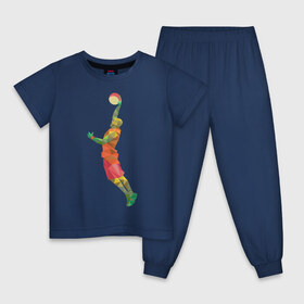 Детская пижама хлопок с принтом Баскетболист 2 в Екатеринбурге, 100% хлопок |  брюки и футболка прямого кроя, без карманов, на брюках мягкая резинка на поясе и по низу штанин
 | баскетбол | геометрия | мяч | спорт