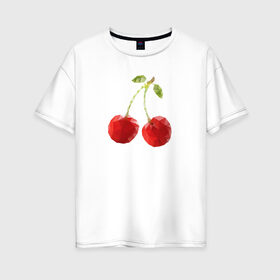 Женская футболка хлопок Oversize с принтом Вишенки в Екатеринбурге, 100% хлопок | свободный крой, круглый ворот, спущенный рукав, длина до линии бедер
 | вишня | отдых | отпуск | тропик | фрукты | ягоды