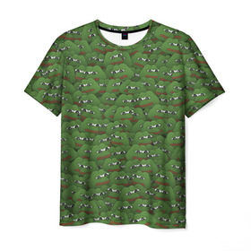 Мужская футболка 3D с принтом Грустные лягушки в Екатеринбурге, 100% полиэфир | прямой крой, круглый вырез горловины, длина до линии бедер | frog | mem | sad | мем