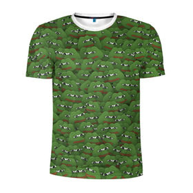 Мужская футболка 3D спортивная с принтом Грустные лягушки в Екатеринбурге, 100% полиэстер с улучшенными характеристиками | приталенный силуэт, круглая горловина, широкие плечи, сужается к линии бедра | frog | mem | sad | мем