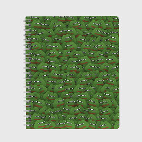 Тетрадь с принтом Грустные лягушки в Екатеринбурге, 100% бумага | 48 листов, плотность листов — 60 г/м2, плотность картонной обложки — 250 г/м2. Листы скреплены сбоку удобной пружинной спиралью. Уголки страниц и обложки скругленные. Цвет линий — светло-серый
 | frog | mem | sad | мем