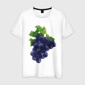 Мужская футболка хлопок с принтом Виноград в Екатеринбурге, 100% хлопок | прямой крой, круглый вырез горловины, длина до линии бедер, слегка спущенное плечо. | виноград | геометрия | отдых | отпуск | тропик | фрукты
