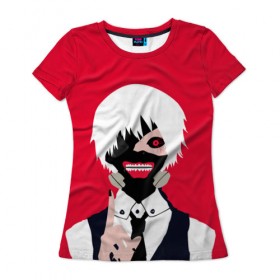 Женская футболка 3D с принтом Tokyo Ghoul в Екатеринбурге, 100% полиэфир ( синтетическое хлопкоподобное полотно) | прямой крой, круглый вырез горловины, длина до линии бедер | anime | tokyo ghoul | аниме | гуль | токийский гуль