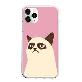 Чехол для iPhone 11 Pro Max матовый с принтом Grumpy cat pink в Екатеринбурге, Силикон |  | кот | мем | угрюмый