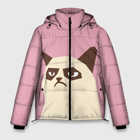 Мужская зимняя куртка 3D с принтом Grumpy cat pink в Екатеринбурге, верх — 100% полиэстер; подкладка — 100% полиэстер; утеплитель — 100% полиэстер | длина ниже бедра, свободный силуэт Оверсайз. Есть воротник-стойка, отстегивающийся капюшон и ветрозащитная планка. 

Боковые карманы с листочкой на кнопках и внутренний карман на молнии. | кот | мем | угрюмый