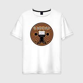 Женская футболка хлопок Oversize с принтом Не напрягайся! в Екатеринбурге, 100% хлопок | свободный крой, круглый ворот, спущенный рукав, длина до линии бедер
 | volt | вольт | вольтметр | йога | лотос | напряжение | электрик | электричество | энергия