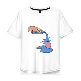 Мужская футболка хлопок Oversize с принтом peach water в Екатеринбурге, 100% хлопок | свободный крой, круглый ворот, “спинка” длиннее передней части | peach | tmblr | tumbler | water | вода | персик